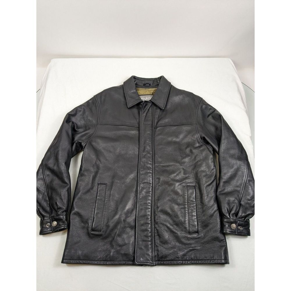 Wilsons Leather Motorcycle Jacket Mens M Black Thinsulate Insulation Heavyweight